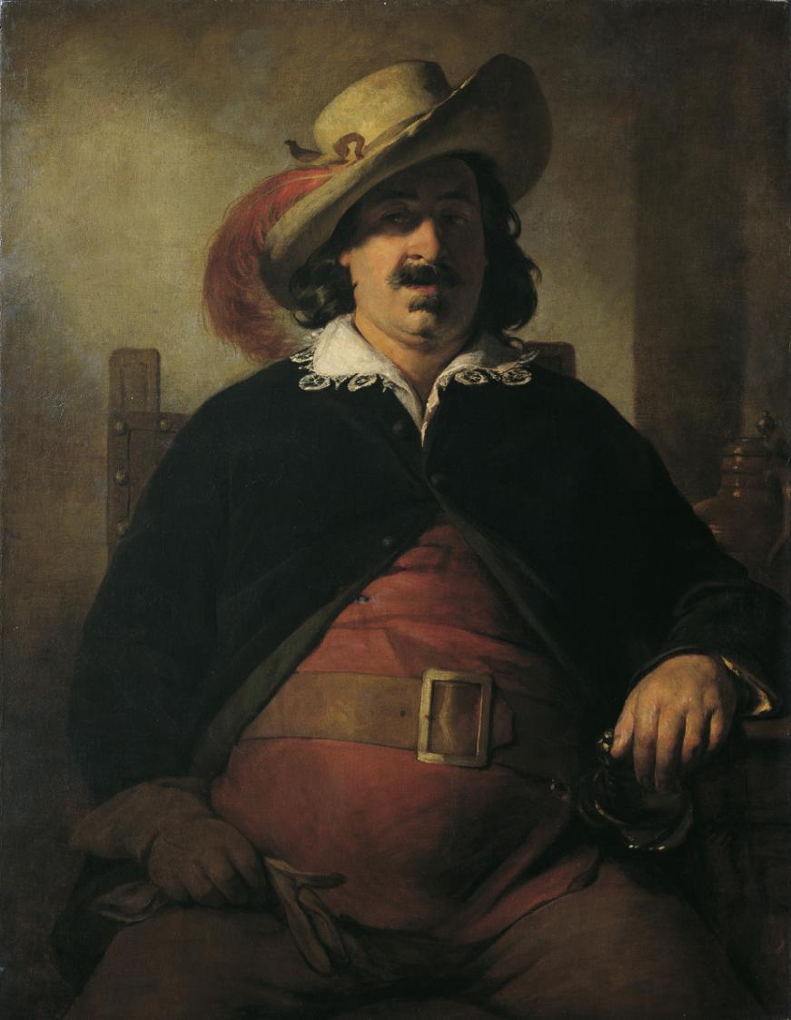 Friedrich von Amerling, Der Landschaftsmaler Ignaz Raffalt als Falstaff, 1853, Öl auf Leinwand, ...