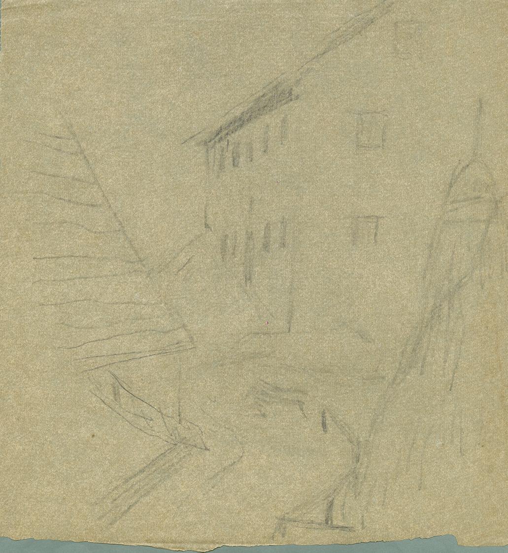 Alfred Wickenburg, Stadtansicht, um 1935, Bleistift auf Papier, Blattmaße: 26,3 × 24,8 cm, Priv ...