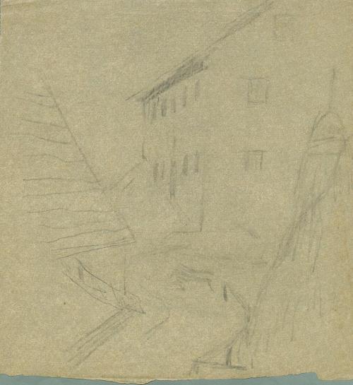 Alfred Wickenburg, Stadtansicht, um 1935, Bleistift auf Papier, Blattmaße: 26,3 × 24,8 cm, Priv ...
