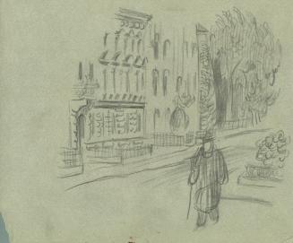 Alfred Wickenburg, Straßenszene, um 1935, Bleistift auf Papier, Blattmaße: 22,6 × 27,3 cm, Priv ...