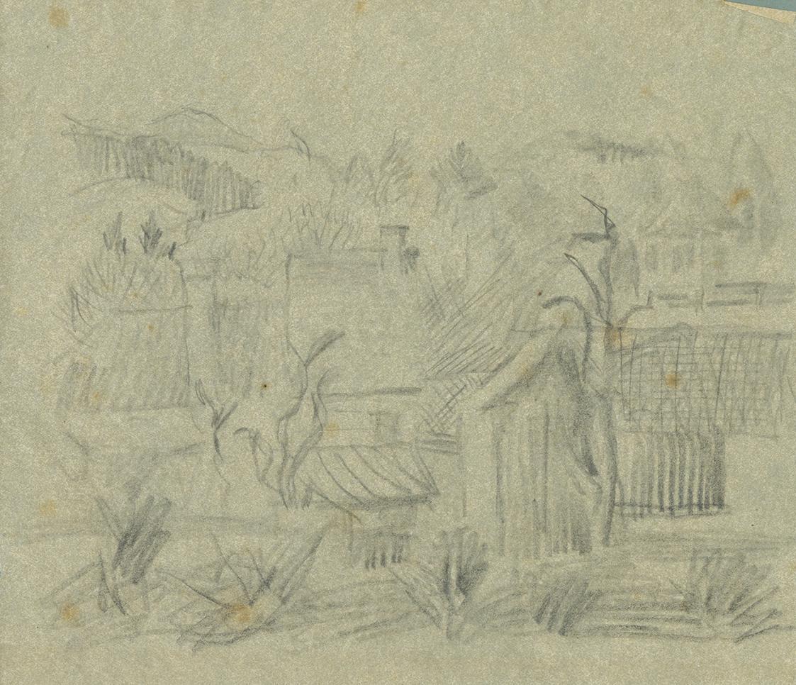 Alfred Wickenburg, Häuser in Hügellanschaft, um 1935, Bleistift auf Papier, Blattmaße: 21,1 × 2 ...