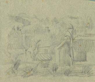 Alfred Wickenburg, Häuser in Hügellanschaft, um 1935, Bleistift auf Papier, Blattmaße: 21,1 × 2 ...