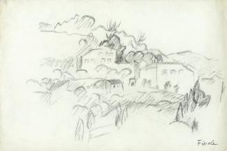 Alfred Wickenburg, Häuser auf einem Hügel, Fiesole, 1920/1923, Graphit auf Papier, Blattmaße: 2 ...