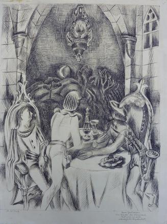 Alfred Wickenburg, Das Kloster bei Sendomir, 1939, Tusche auf Papier, 57 × 44 cm, Privatbesitz