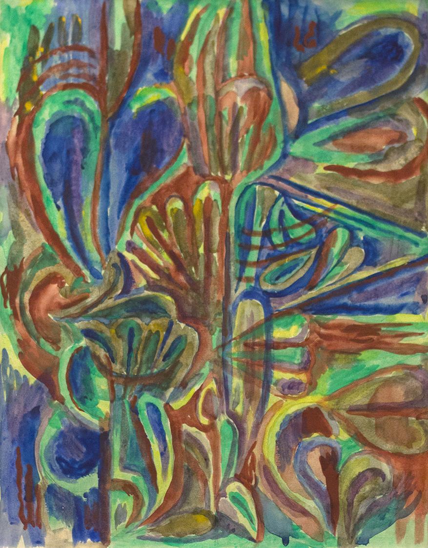 Alfred Wickenburg, Komposition, um 1960, Aquarell auf Papier, Blattmaße: 56,2 × 45,2 cm, Leihga ...