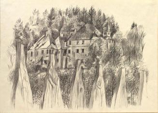 Alfred Wickenburg, Schloss Kaps, 1940/1945, Kohle auf Papier, Blattmaße: 35 × 50,1 cm, Privatbe ...