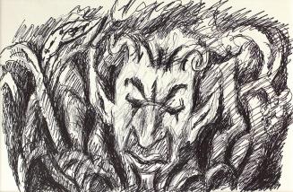 Alfred Wickenburg, Krampus, um 1970, Schwarzer Filzstift auf Papier, Blattmaße: 42 × 59,5 cm, P ...