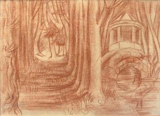 Alfred Wickenburg, Blick in einen Park, 1935/1940, Rötel auf Papier, Blattmaße: 47 × 62,2 cm, L ...
