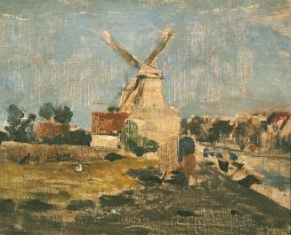 Tina Blau, Skizze aus Holland, 1875, Öl auf Holz, 22 × 27,2 cm, Galerie Kovacek Spiegelgasse Wi ...