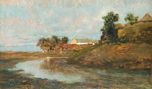 Tina Blau, An der Theiß bei Szolnok, 1874, Öl auf Leinwand, 27 × 50 cm, Privatbesitz, Courtesy  ...