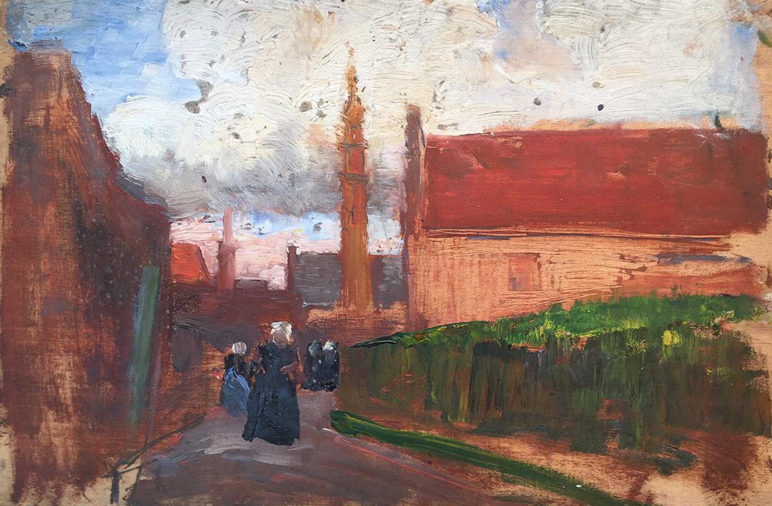 Tina Blau, Veere, 1906, Öl auf Holz, 17,5 × 27 cm, Privatbesitz, Deutschland