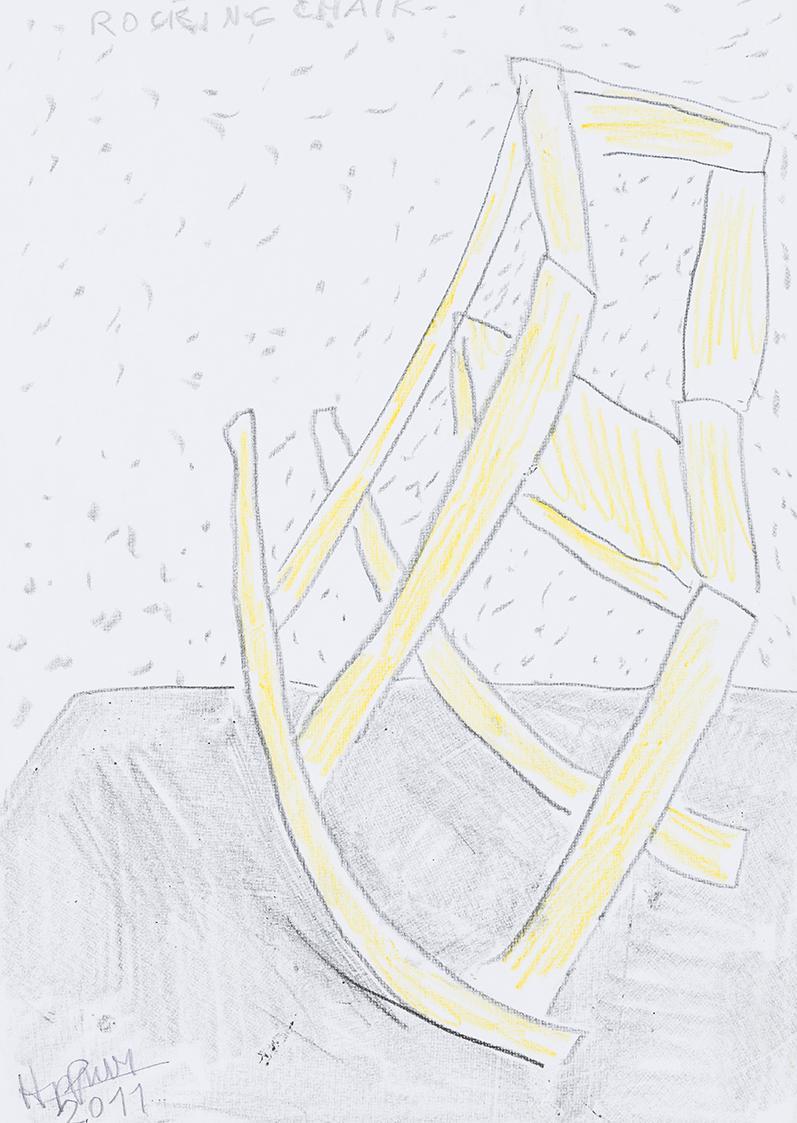 Kurt Hüpfner, Rocking Chair, 2011, Bleistift und Buntstift auf Papier, 29,7 × 21 cm, Privatbesi ...