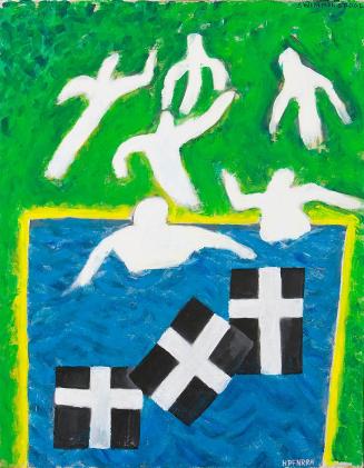 Kurt Hüpfner, Swimmingpool, 1997, Acryl auf Leinwand, 55 × 43,5 cm, Privatbesitz, Wien