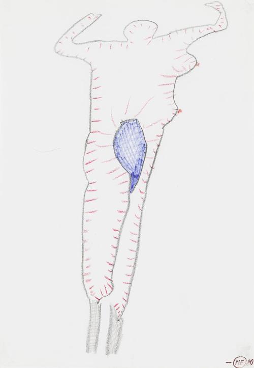 Kurt Hüpfner, Ohne Titel, 1980, Kreide und Buntstift auf Papier, kaschiert auf Karton, 29,7 × 2 ...