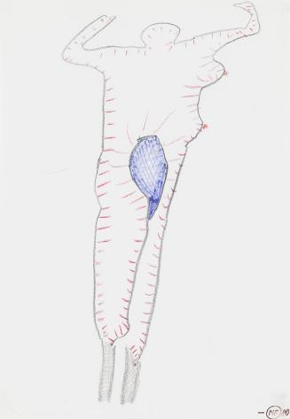 Kurt Hüpfner, Ohne Titel, 1980, Kreide und Buntstift auf Papier, kaschiert auf Karton, 29,7 × 2 ...