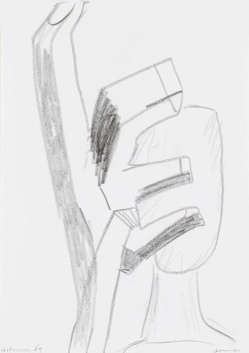 Kurt Hüpfner, Sommer, 1989, Schwarze Kreide auf Papier, kaschiert auf Karton, 29,7 × 21 cm, Pri ...