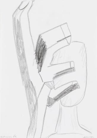 Kurt Hüpfner, Sommer, 1989, Schwarze Kreide auf Papier, kaschiert auf Karton, 29,7 × 21 cm, Pri ...