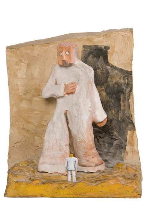 Kurt Hüpfner, Archäologische Zone 1, 1989, Terrakotta, Engobe, Gips, Holz, Acryl, Leinöl, 31,5  ...