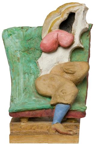 Kurt Hüpfner, Odaliske, 1991, Gips, Pigmentfarbe, Öl, 38 × 26 × 20 cm, Privatbesitz, Wien