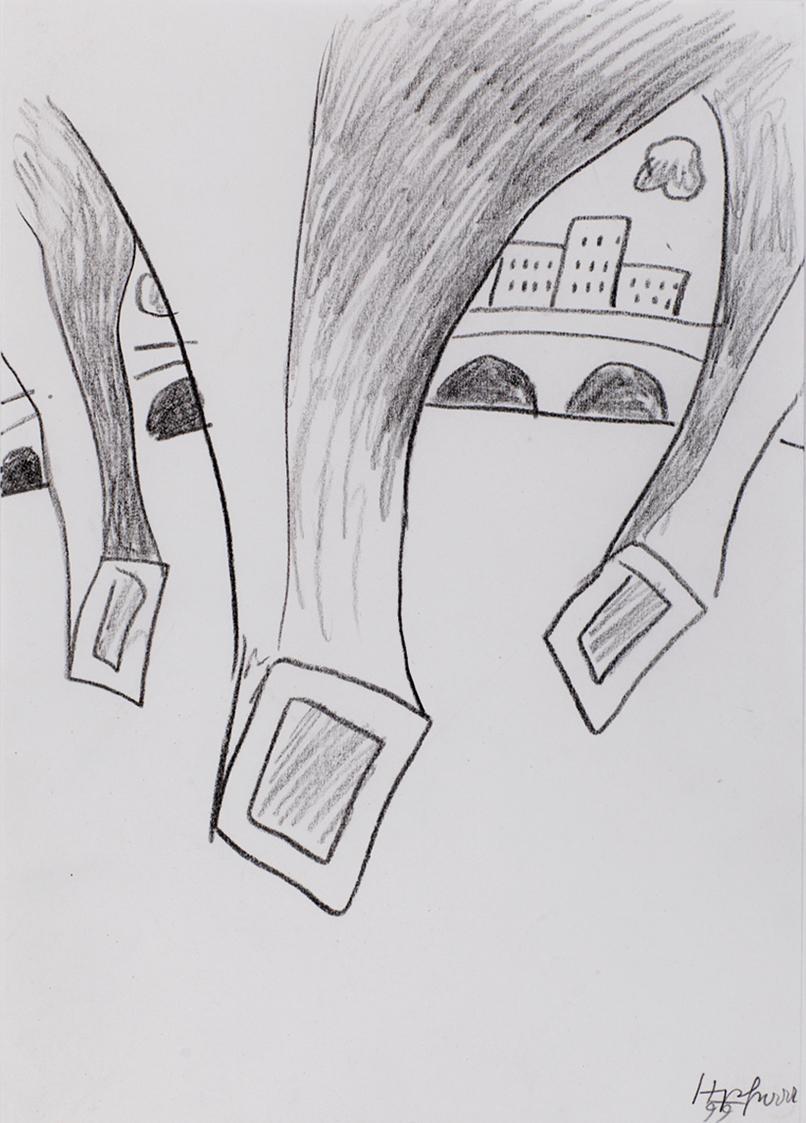 Kurt Hüpfner, Ohne Titel, 1999, Bleistift auf Papier, kaschiert auf Karton, 29,7 × 21 cm, Priva ...