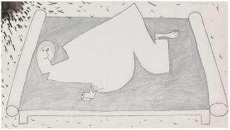 Kurt Hüpfner, Ohne Titel, 1975, Bleistift und Kohle auf Papier, 42 × 75,5 cm, Privatbesitz, Wie ...