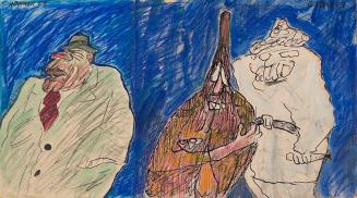 Kurt Hüpfner, Cabaret, 1962, Kreide und Tusche auf Papier, 26 × 46,5 cm, Privatbesitz, Wien