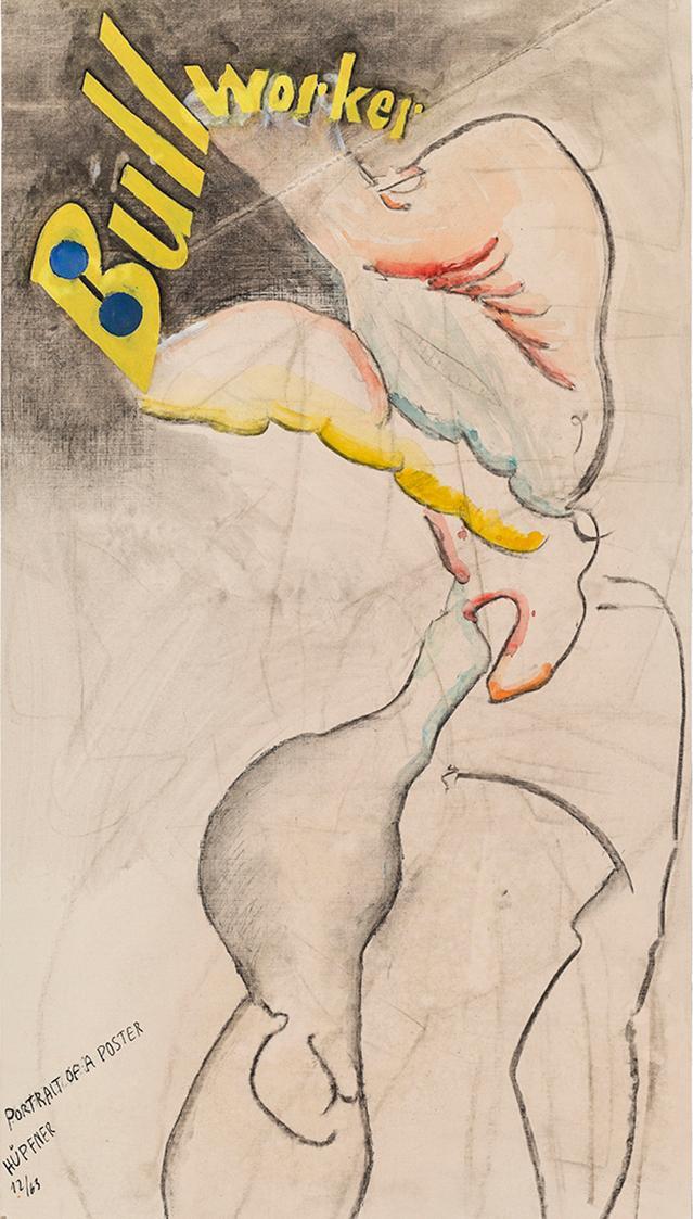 Kurt Hüpfner, Portrait of a Poster, 1963, Kreide und Aquarell auf Papier, 65,8 × 37 cm, Privatb ...
