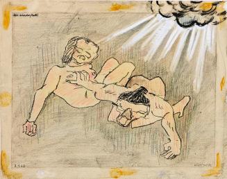 Kurt Hüpfner, Der Sündenfall, 1962, Kreide und Deckweiß auf Papier, kaschiert auf Karton, 31 ×  ...