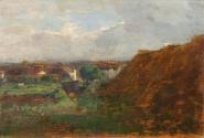 Tina Blau, Sandgrube mit Blick auf Pötzleinsdorf, 1911/1916, Öl auf Holz, 23 × 34 cm, Wien Muse ...