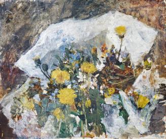 Tina Blau, Blumenstrauß, Öl auf Eichenholz, 33 × 40 cm, Privatbesitz, Deutschland