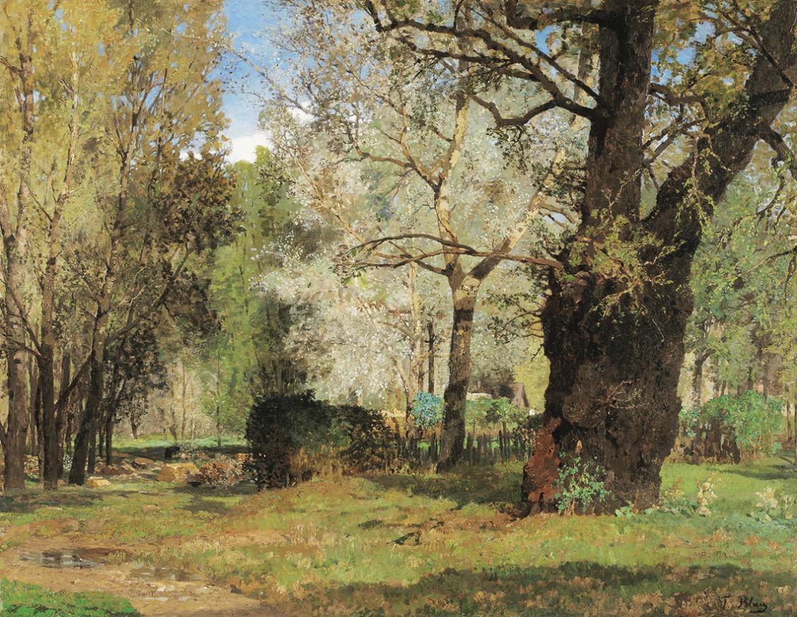 Tina Blau, Motiv aus dem Prater (Die alte Eiche), um 1890, Öl auf Leinwand, 70 × 90 cm, Privats ...