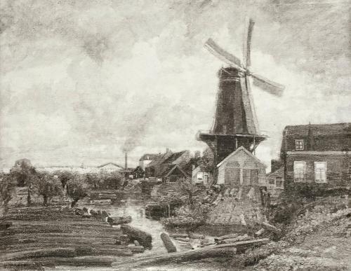 Tina Blau, Holzsägemühle, Dordrecht, 1907, Öl, unbekannter Verbleib