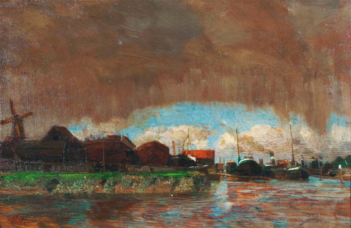 Tina Blau, Regen und Sonnenschein, Dordrecht, 1908, Öl auf Holz, 23 × 34 cm, Privatbesitz, Inv. ...