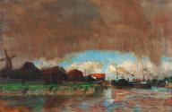 Tina Blau, Regen und Sonnenschein, Dordrecht, 1908, Öl auf Holz, 23 × 34 cm, Privatbesitz, Inv. ...