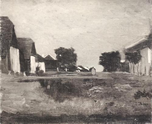 Tina Blau, Kroatisch Haslau, 1872, Öl auf Leinwand, 30 × 40 cm, unbekannter Verbleib