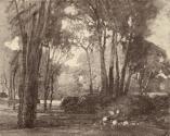 Tina Blau, Prater Krieau, 1914/1916, Öl auf Karton auf Holz, 44,5 × 54 cm, unbekannter Verbleib
