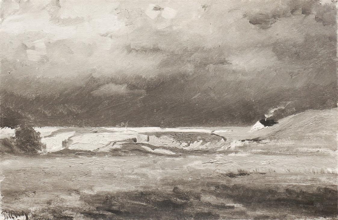 Tina Blau, Gewitter, Polling, 1869, Öl, unbekannter Verbleib