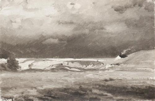 Tina Blau, Gewitter, Polling, 1869, Öl, unbekannter Verbleib