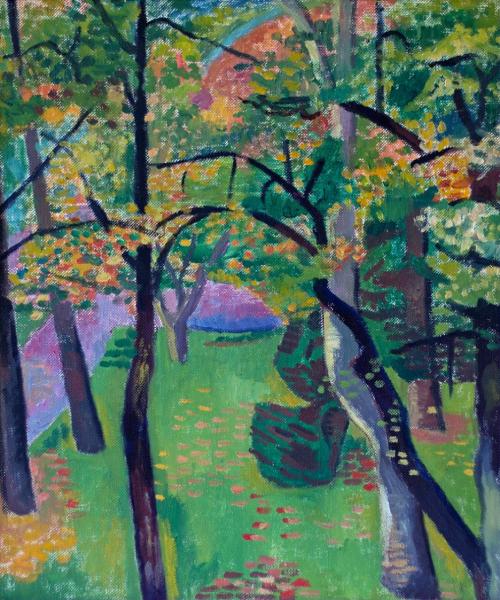 Alfred Wickenburg, Blick in den Stadtpark, 1942, Öl auf Leinwand, 64 × 54 cm, Sammlung Hainz, W ...