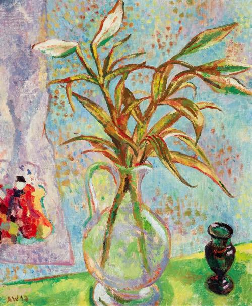 Alfred Wickenburg, Lilien in Glasvase, 1943, Öl auf Leinwand, 66,5 × 55,5 cm, Neue Galerie Graz ...