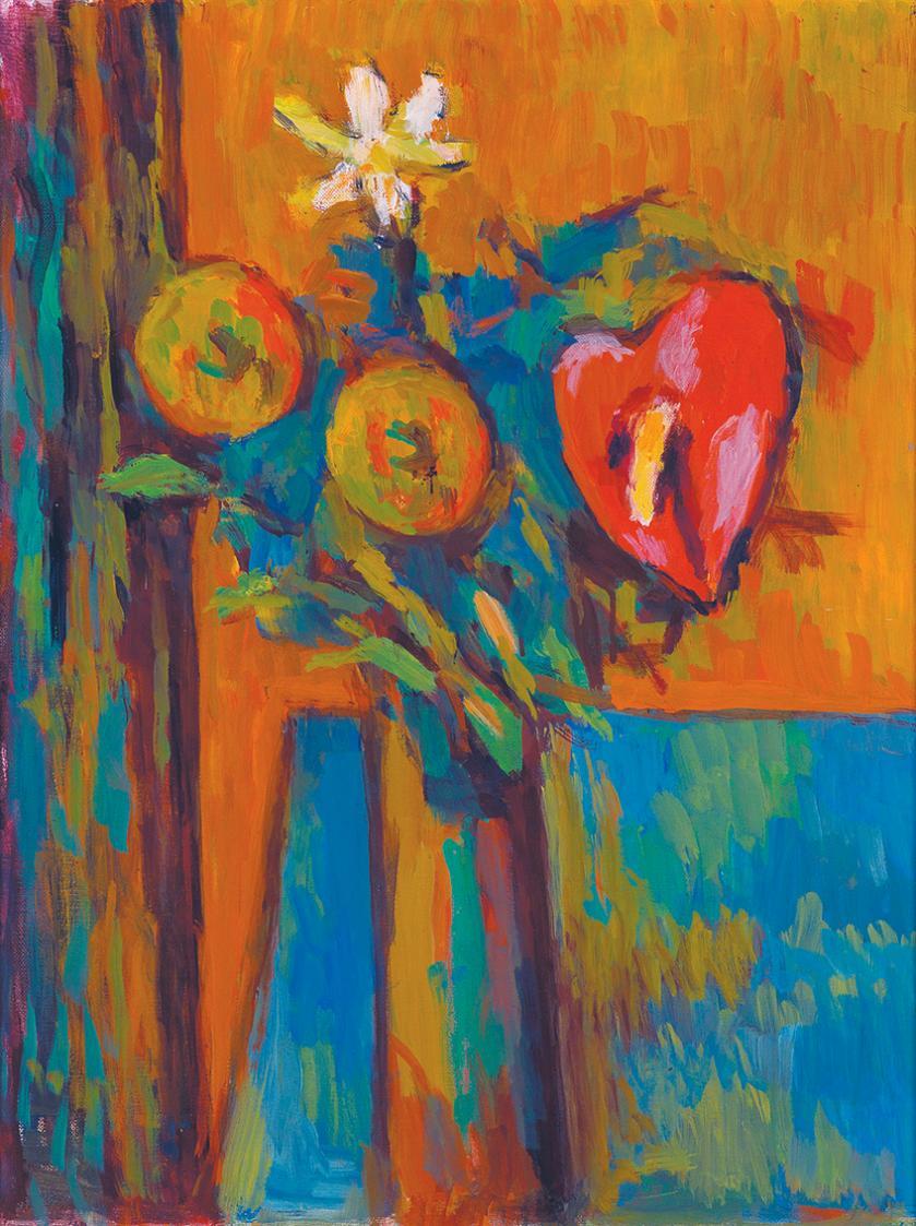 Alfred Wickenburg, Stillleben mit Anthurium, nach 1960, Öl auf Leinwand, 69 × 52 cm, Privatbesi ...