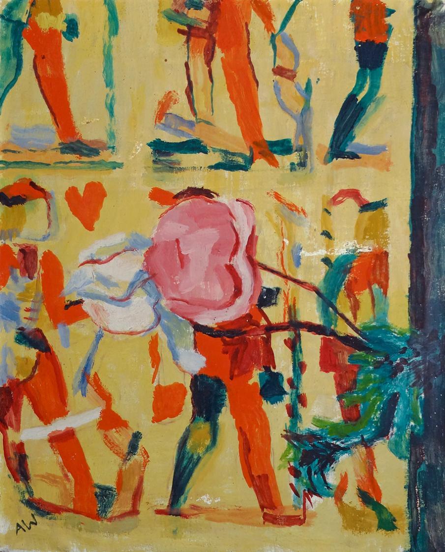 Alfred Wickenburg, Kartenspiel mit Rosen, 1958/1959, Öl auf Leinwand, Privatbesitz