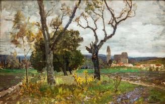 Tina Blau, Herbst (Perchtoldsdorf in Niederösterreich), um 1895/1898, Öl auf Holz, 31,5 × 47,5  ...