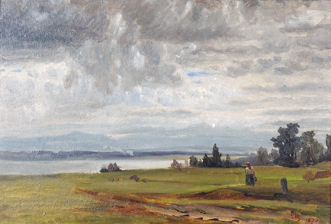 Tina Blau, Bernried, 1870, Öl auf Malkarton, 35 × 51 cm, Privatbesitz, Wien