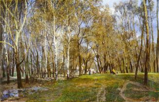 Tina Blau, Frühling im Prater, 1897, Öl auf Leinwand, 64,6 × 100 cm, Privatbesitz