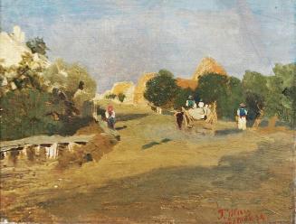 Tina Blau, Straße in Szolnok, 1874, Öl auf Leinwand, 23 × 29 cm, Privatbesitz