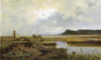 Tina Blau, Jacobsee bei Polling, 1869, Öl auf Leinwand, 57,5 × 97,5 cm, Privatbesitz