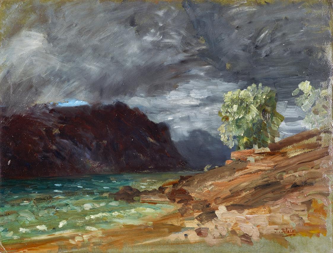 Tina Blau, Gewitter am Gardasee, 1894/1895, Öl auf Karton, 53,5 × 70,5 cm, Leopold Museum, Wien