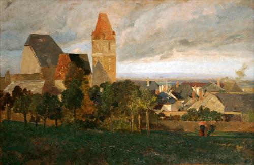 Tina Blau, Perchtoldsdorf, 1895/1896, Öl auf Holz, 48 × 74,5 cm, Privatsammlung, Perchtoldsdorf