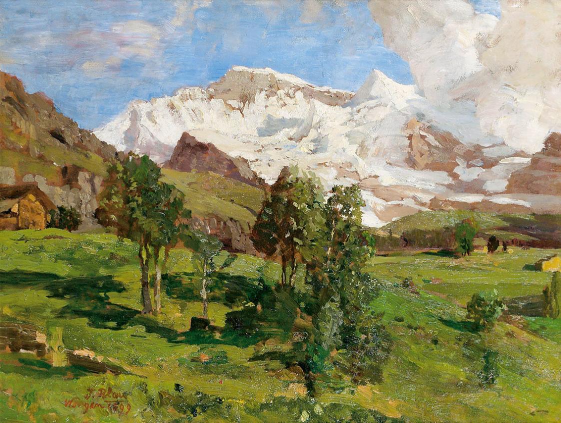 Tina Blau, Die Jungfrau, Wengen, 1899, Öl auf Holz, 33,5 × 43,5 cm, Privatbesitz, Courtesy Aukt ...